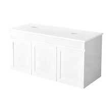 Stefania 1200mm Matte White Wall Hung Double Vanity with Stone Countertop
